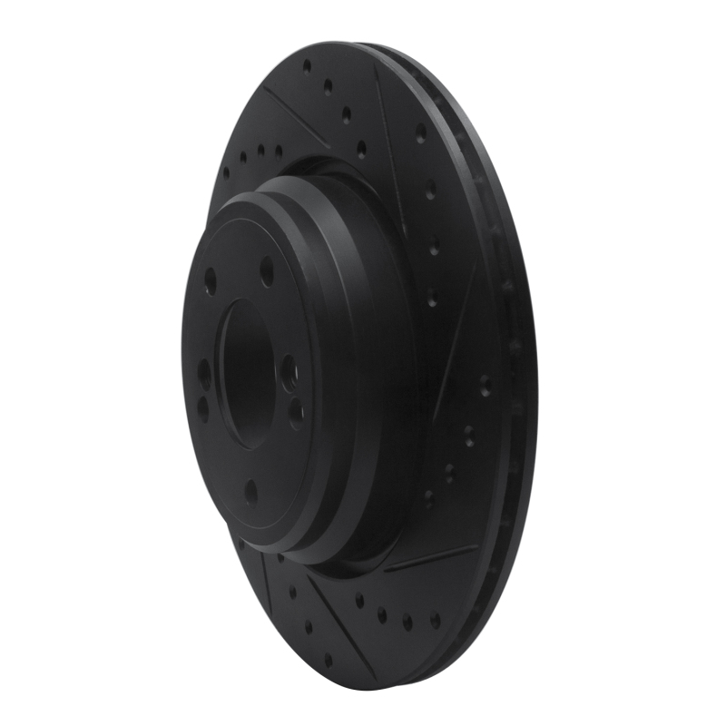 BMW M3 Brake Rotor (1) - Rear Right - R1 Concepts - Drilled & Slotted - Black - `00-`06